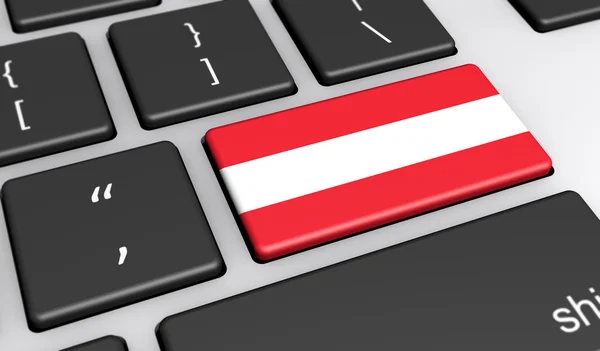 Bandeira austríaca Teclado do computador — Fotografia de Stock