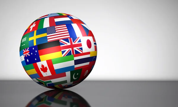 Міжнародний бізнес глобус прапори — стокове фото
