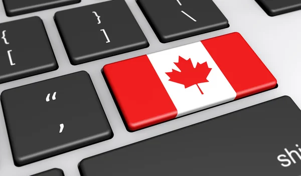 Canadian Flag Computer Keyboard — Stock Photo, Image