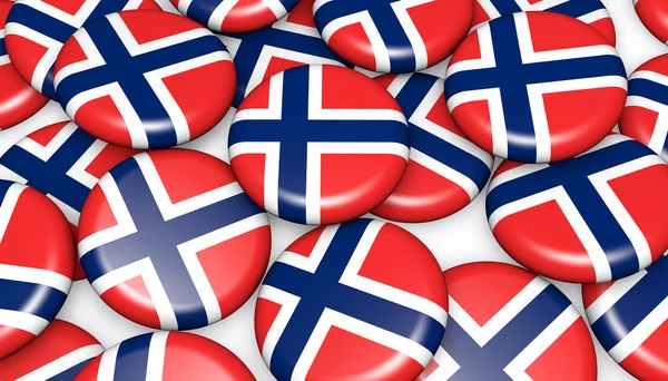 Bandera de Noruega En Insignias Fondo —  Fotos de Stock