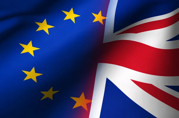 Brexit conceito da bandeira União Jack e União Europeia — Fotografia de Stock