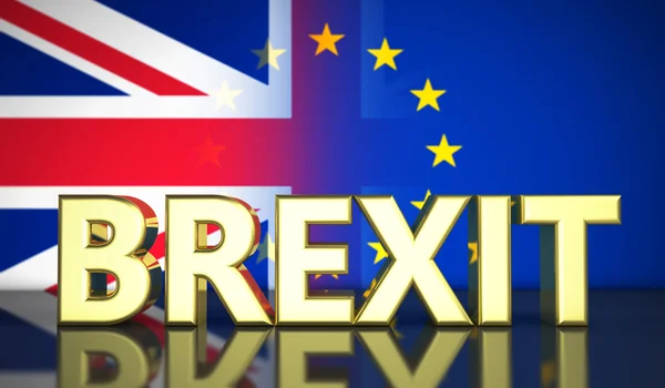 Brexit Sign Reino Unido Bandeira da UE Fundo — Fotografia de Stock