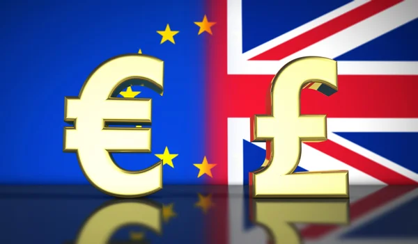 Brexit Concept Reino Unido e UE Bandeira e Moeda Símbolo — Fotografia de Stock