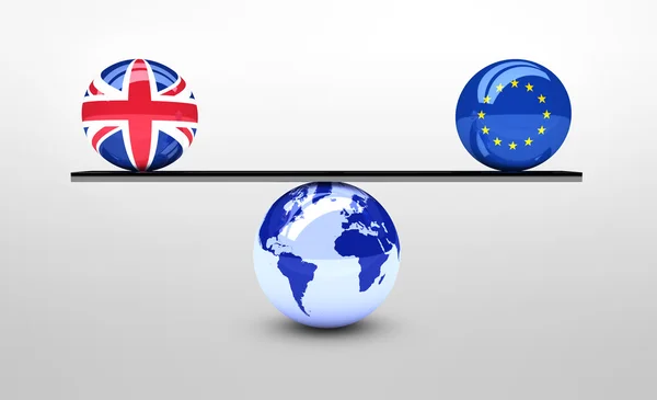 Brexit Concept UK And EU Flag Balls Balance — Stock Photo, Image
