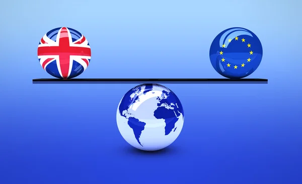 Brexit Concept UK And EU Flag Balance — Stock Photo, Image