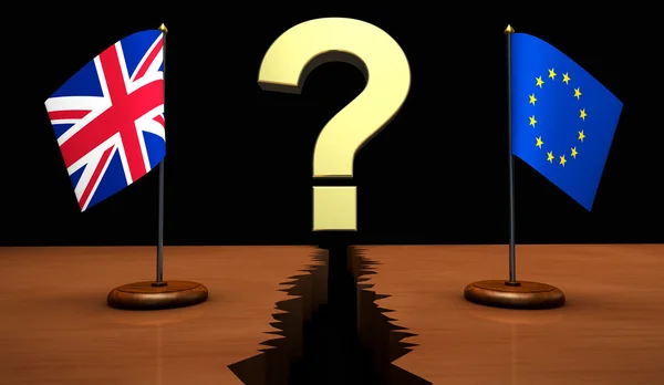 Brexit UK Conceito do ponto de interrogação da bandeira da UE — Fotografia de Stock