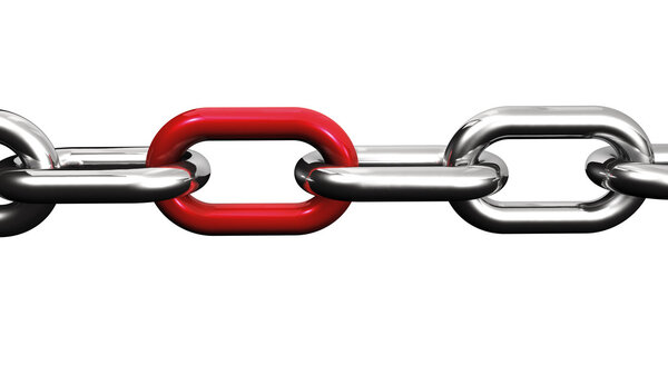 Стальная цепь с красным звеном
