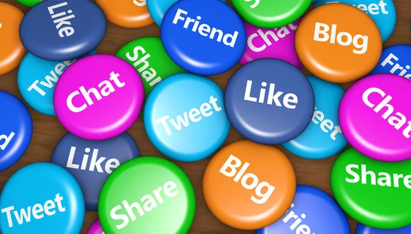 Sociala medier och nätverk emblem — Stockfoto