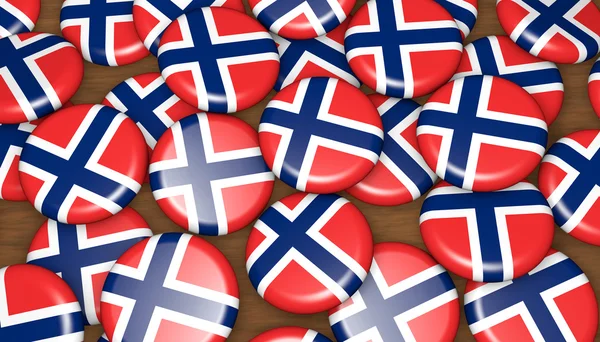 Bandeira norueguesa em emblemas — Fotografia de Stock