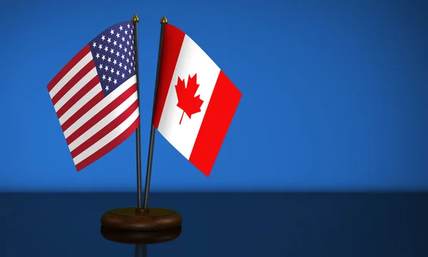 美国国旗和加拿大的桌旗 — 图库照片