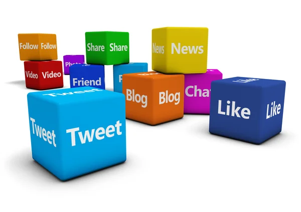 Social Media Web Signs On Cubes — Stock Photo, Image