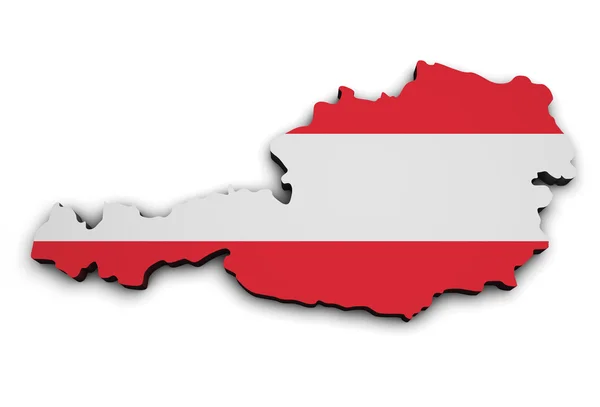 Kształt mapa flaga Austrii — Zdjęcie stockowe