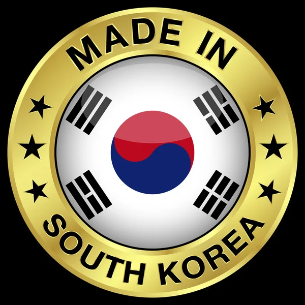 Corea del Sur hecho en insignia — Vector de stock