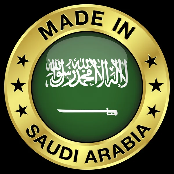 Arábia Saudita feito em crachá — Vetor de Stock
