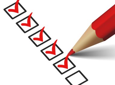 Kontrol listesi ile kırmızı onay işareti simgesi