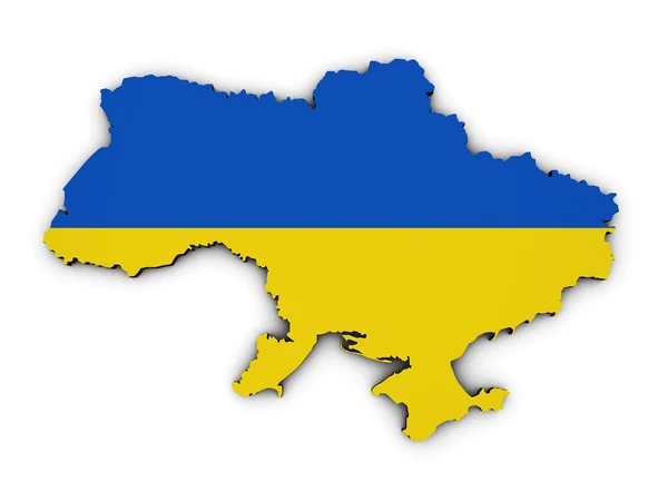 Ukraine Map Flag Shape — Stock Photo, Image