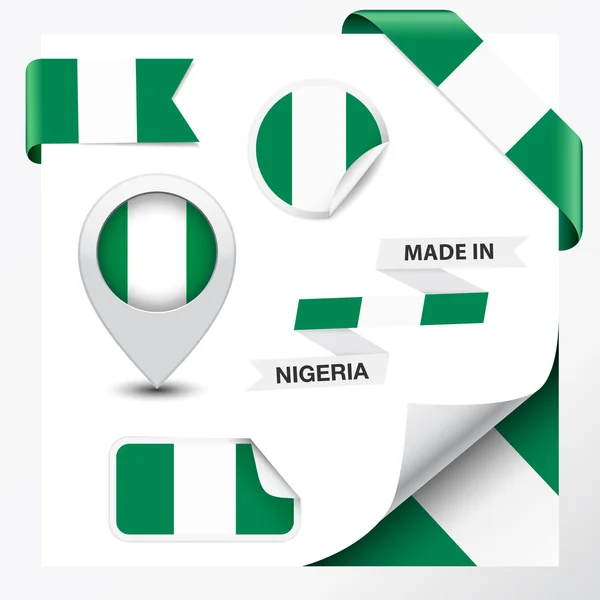 Nigeria hecho en la colección de la bandera — Vector de stock