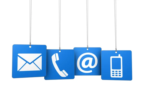 Contact Us Web Icons On Blue Tags — Stock Photo, Image