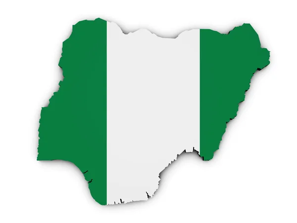Nigeria Mappa Forma Bandiera — Foto Stock