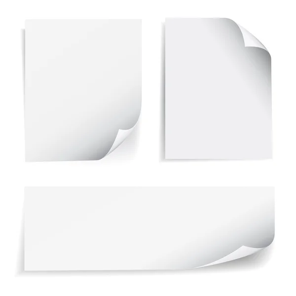 Blank Sheet Paper Page Curl Set — Stock Vector