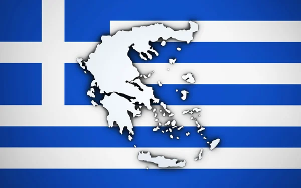 Grèce Carte sur le drapeau grec — Photo