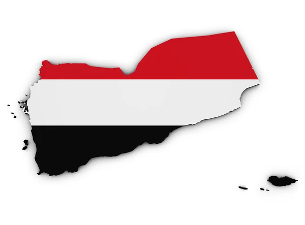 Jemen karta flagga 3d-formen — Stockfoto