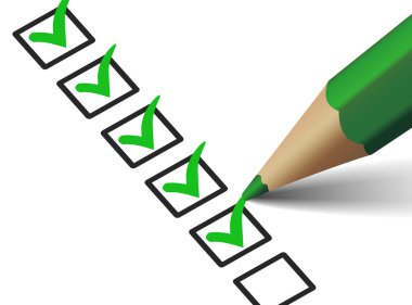 Kontrol listesi ile yeşil onay işareti simgesini