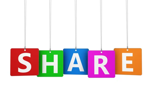 Share Sign Colorful Tags — Stock Photo, Image