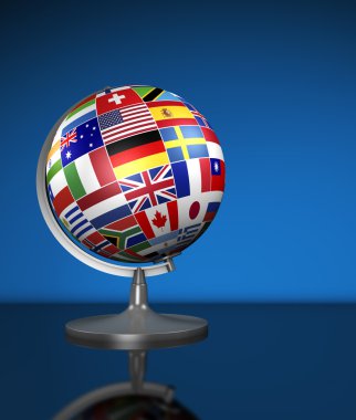 Uluslararası iş dünya bayrakları okul Küre