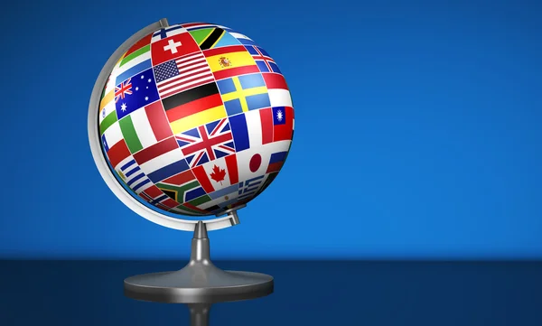 International Business School Globe World Flags — Zdjęcie stockowe