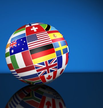 International Business Globe World Flags Concept