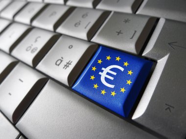 Euro Sign And EU Flag Computer Key