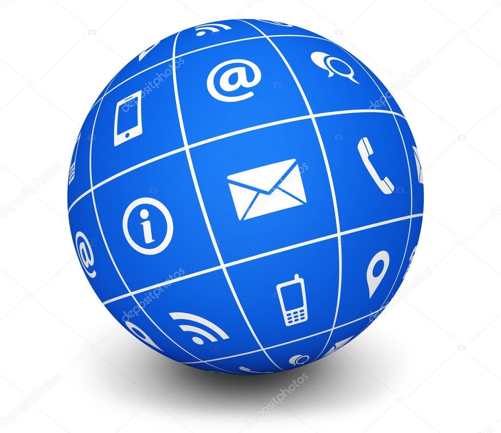 Contact Us Icons Blue Globe