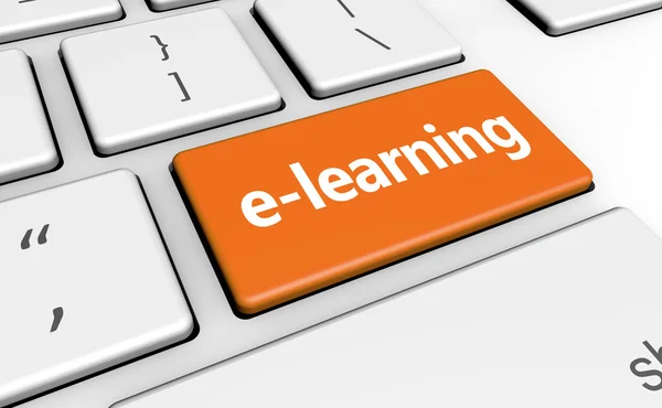 E-learning Online oktatás gomb — Stock Fotó