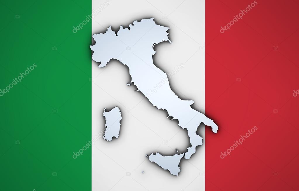 Italy Map On Italian Flag Background