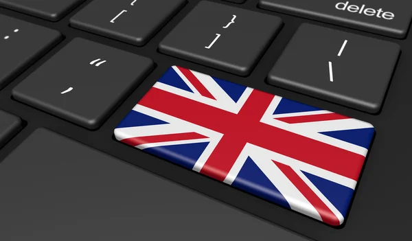 UK Flag On Computer Key — Stock Photo, Image