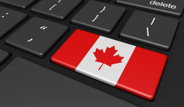 Canada Flag Computer Button Key — Stock Photo, Image