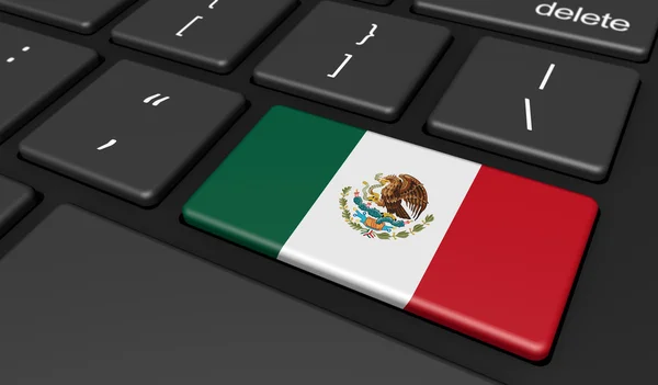 Chave do botão do computador da bandeira de México — Fotografia de Stock
