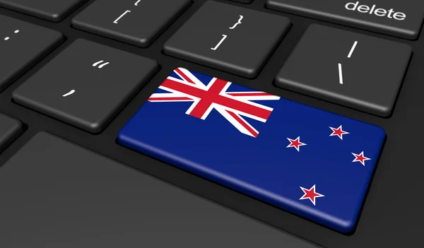 Clé de bouton d'ordinateur de drapeau de Nouvelle-Zélande — Photo