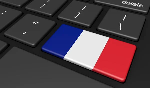 Computador botão chave da bandeira francesa — Fotografia de Stock