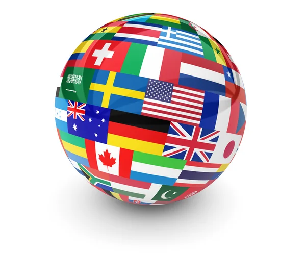 World Flags International Business Globe — Stock Photo, Image