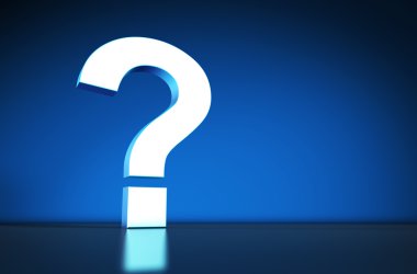 Soru işareti simgesi mavi zemin üzerine