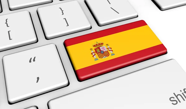 Spain Flag On Computer Keyboard — Stock Photo, Image