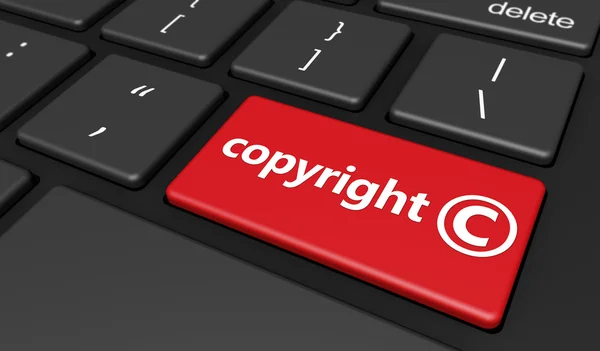 Pulsante del computer con simbolo di copyright — Foto Stock