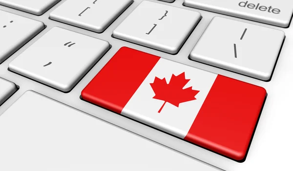 Canada Flag On Computer Key — Stock Photo, Image