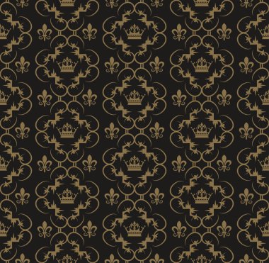 Art Deco, seamless modeli, arka planda koyu renkler