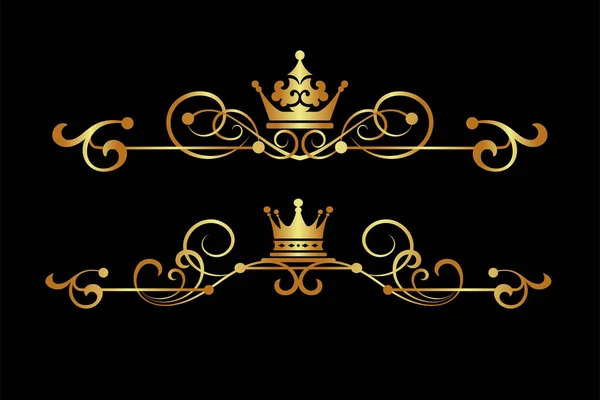 Design Elements Isolated Gold Black Background Royal Style Vintage Vector — Stock Vector