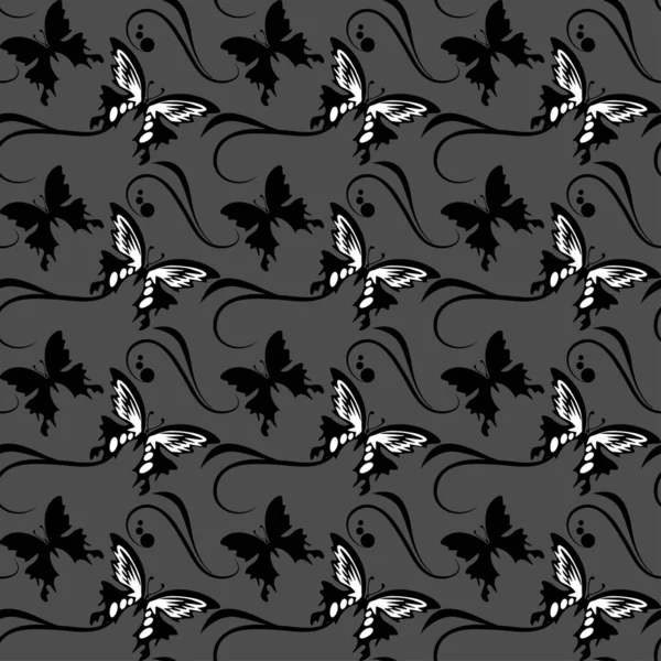 Patrón Decorativo Sin Costuras Fondo Oscuro Fondo Pantalla Con Mariposas — Vector de stock