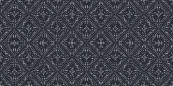 Ornate Grijze Achtergrond Patroon Zwarte Achtergrond Naadloze Behang Textuur Vectorafbeelding — Stockvector