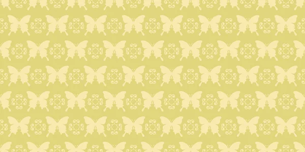 Gutes Hintergrundmuster Mit Schmetterlingen Gelbgrüntöne Nahtlose Tapetentextur Vektorillustration — Stockvektor